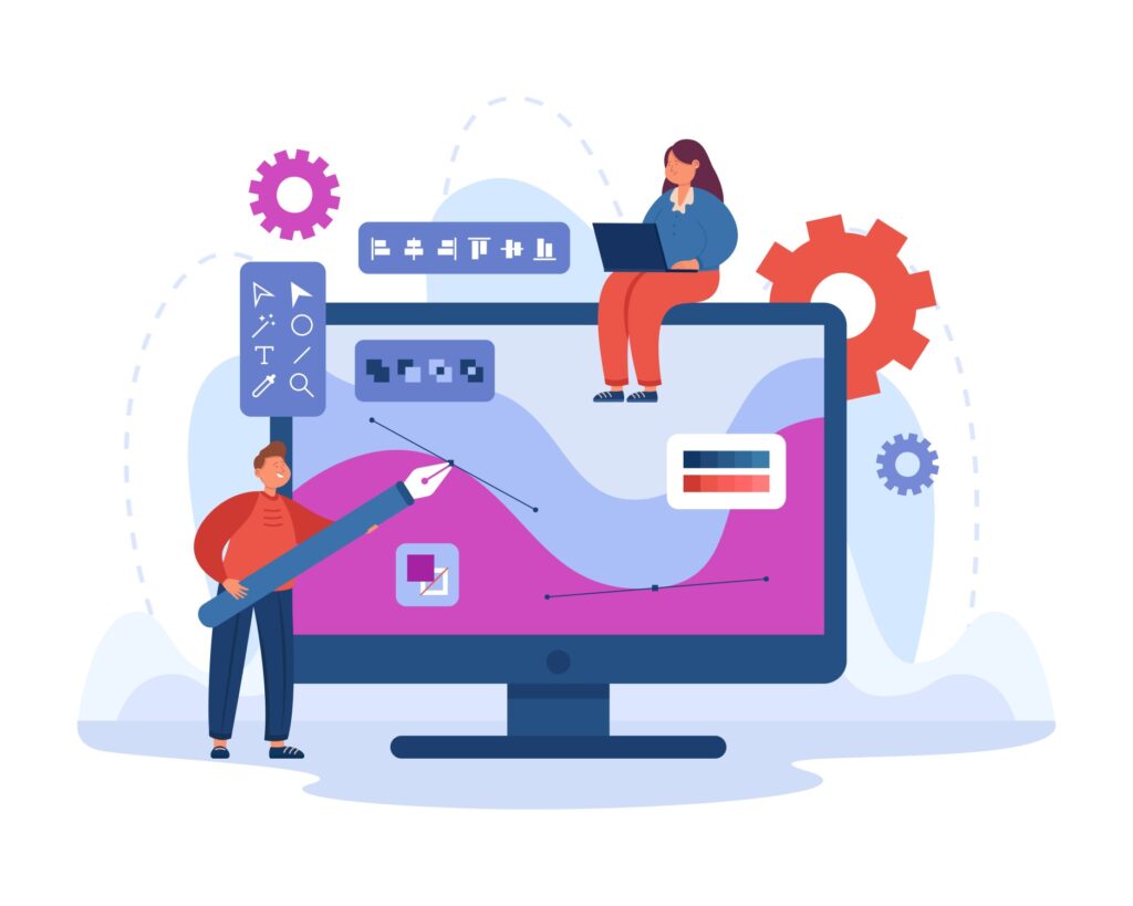 28480869 tiny graphic designer drawing with big pen on computer screen (1)